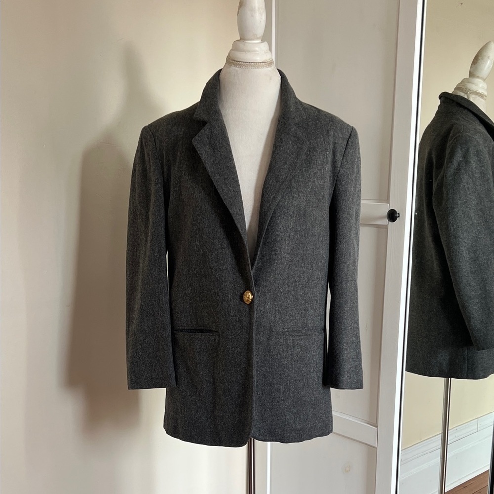 Vintage Block Island Petites by Marina Pappas Oversized Wool-Blend Blazer 4P